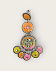 GAS BIJOUX - Boucles d'oreilles SEQUIN trois rang argentées à l'or fin - Orange et rose