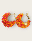 GAS BIJOUX - Boucles d’oreilles IZZIA petit modèle dorées à l’or fin - Rouge et orange