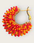 GAS BIJOUX - Boucles d’oreilles IZZIA petit modèle dorées à l’or fin - Rouge et orange