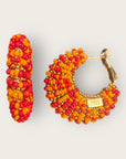 GAS BIJOUX - Boucles d’oreilles IZZIA petit modèle dorées à l’or fin - Rouge et orange