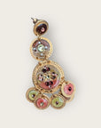 GAS BIJOUX - Boucles d'oreilles SEQUIN trois rands dorées à l'or fin - Bordeaux, rose et vert