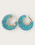 GAS BIJOUX - Boucles d'oreilles IZZIA grand modèle dorées à l'or fin - Turquoise