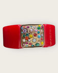 GAS BIJOUX - Bracelet ARTY acétate rouge - Cristaux de swarowski - Doré à l'or fin