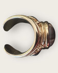- GAS BIJOUX - Bague SIMONE dorée à l'or fin - Agate marron et hématite - TAILLE XL