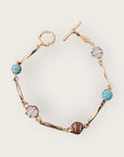 GAS BIJOUX - Bracelet PERLA serti doré à l'or fin - Turquoise, quartz marron et blanc