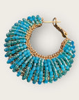 GAS BIJOUX - Boucles d'oreilles IZZIA grand modèle dorées à l'or fin - Turquoise