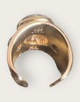 - GAS BIJOUX - Bague SIMONE dorée à l'or fin - Agate marron et hématite - TAILLE XL