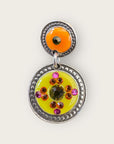 GAS BIJOUX - Boucles d'oreilles SEQUIN argentées - Orange et jaune