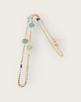 GAS BIJOUX - Sautoir SILENE doré - Amazonite, Améthyste et aigue marine