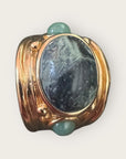 GAS BIJOUX - Bague SIMONE dorée à l'or fin - Jaspe Kambala et Aventurine verte - Taille XL