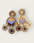 GAS BIJOUX - Boucles d'oreilles ILLUSION dorées à l'or fin- Mauve et mandarine