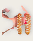 GAS BIJOUX - Boucles d'oreilles IZILDA strass et perles marron dorées à l'or fin