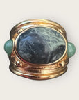 GAS BIJOUX - Bague SIMONE dorée à l'or fin - Jaspe Kambala et Aventurine verte - Taille XL