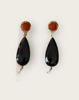 GAS BIJOUX - Boucles d'oreilles SERTI GOUTTES dorées à l'or fin - ONYX