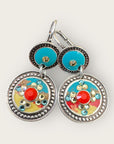 GAS BIJOUX - Boucles d'oreilles SEQUIN argentées - Turquoise, rouge et jaune