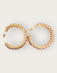 GAS BIJOUX - Boucles d'oreilles IZILDA strass et perles marron dorées à l'or fin