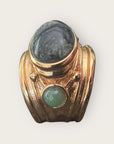 GAS BIJOUX - Bague SIMONE dorée à l'or fin - Jaspe Kambala et Aventurine verte - Taille XL