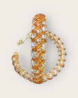 GAS BIJOUX - Boucles d'oreilles IZILDA strass et perles marron dorées à l'or fin
