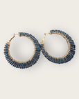 GAS BIJOUX - Boucles d'oreilles IZZIA très grand modèle dorées à l'or fin - Bleu marine