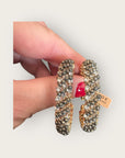 GAS BIJOUX - Boucles d'oreilles créoles IZILDA strass et perles noires dorées à l'or fin