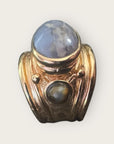 GAS BIJOUX - Bague SIMONE dorée à l'or fin - Calcédoine et Hématite - Taille XL