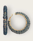 GAS BIJOUX - Boucles d'oreilles IZZIA très grand modèle dorées à l'or fin - Bleu marine