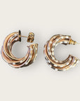 GAS BIJOUX - Boucles d'oreilles créoles ATIK a petits pois beige dorées à l'or fin - NEW