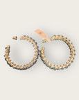 GAS BIJOUX - Boucles d'oreilles créoles IZILDA strass et perles noires dorées à l'or fin