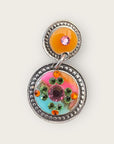 GAS BIJOUX - Boucles d'oreilles argentées - Orange et turquoise
