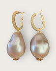 GAS BIJOUX - Boucles d'oreilles MIWA grand modèle dorées à l'or fin - Grises rosées