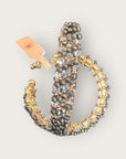 GAS BIJOUX - Boucles d'oreilles créoles IZILDA strass et perles noires dorées à l'or fin
