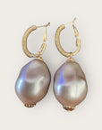 GAS BIJOUX - Boucles d'oreilles MIWA grand modèle dorées à l'or fin - Grises rosées