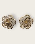 JORGINA - Boucles d'Oreilles Fleur Éclat Or Ajouré Dentelle