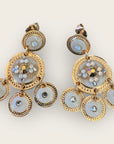 GAS BIJOUX - Boucles d'oreilles sequin deux rangs dorées à l'or fin