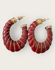 GAS BIJOUX - Boucles d'oreilles CYCLADE petit modèle dorées à l'or fin - Bordeaux
