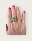 GAS BIJOUX - Bague SIMONE dorée - Turquoise et malachite - Taille XL