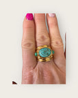 GAS BIJOUX - Bague SIMONE dorée - Turquoise et malachite - Taille L