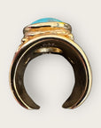 GAS BIJOUX - Bague SIMONE dorée - Turquoise et malachite - Taille L