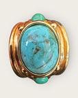 GAS BIJOUX - Bague SIMONE dorée - Turquoise et malachite - Taille XL