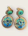GAS BIJOUX - Boucles d'oreilles SEQUIN dorées à l'or fin - Vert et bleu