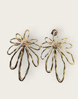 JORGINA - Boucles d'Oreilles Fleur XXL  – Pétales Ajourés & Cristal 5cm