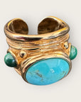 GAS BIJOUX - Bague SIMONE dorée - Turquoise et malachite - Taille XL