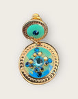 GAS BIJOUX - Boucles d'oreilles SEQUIN dorées à l'or fin - Vert et bleu