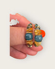 GAS BIJOUX - Boucles d'oreilles créoles ALOHA mini dorées à l'or fin - Bleues