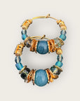 GAS BIJOUX - Boucles d'oreilles créoles ALOHA mini dorées à l'or fin - Bleues