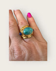 GAS BIJOUX - Bague SIMONE - Turquoise et lapis lazuli métal doré à l'or fin - Taille L
