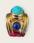 GAS BIJOUX - Bague SIMONE - Turquoise et lapis lazuli métal doré à l'or fin - Taille L