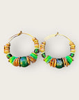 GAS BIJOUX - Boucles d'oreilles créoles ALOHA dorées à l'or fin - Vertes