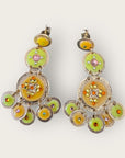 GAS BIJOUX - Boucles d'oreilles SEQUINS triple rangs tiges droites dorées à l'or fin