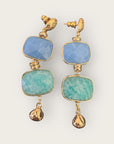 GAS BIJOUX - Boucles d'oreilles SILENE petit modèle dorées à l'or fin - Apatite et Amazonite